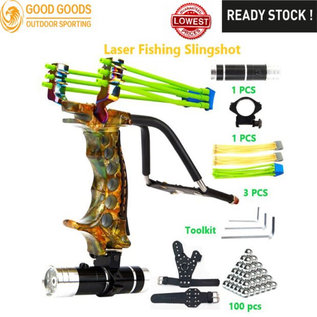 Stainless Hunting Slingshot High Velocity Laser Catapult Set
