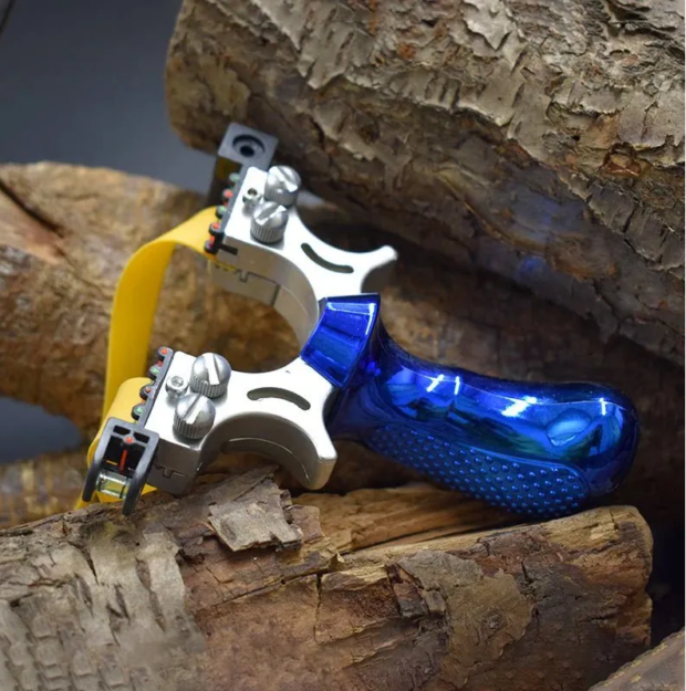 Double Screw Resin Blue Handle Slingshot Precision Outdoor Target Shooting Slingshot - Image 4