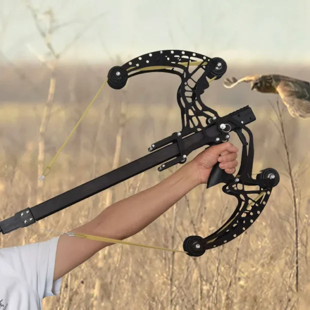 High Power Laser All Metal Slingshot High-precision Hunting Steel Ball Slingshot Composite Bow Steel Mini Composite Bow Set - Image 5