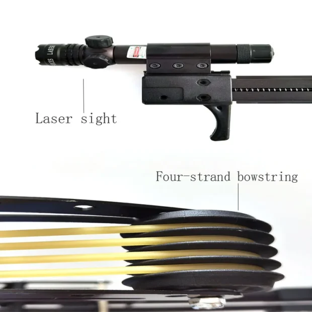 High Power Laser All Metal Slingshot High-precision Hunting Steel Ball Slingshot Composite Bow Steel Mini Composite Bow Set - Image 7