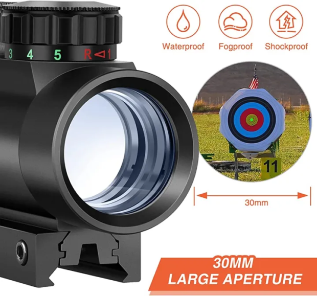 1X40RD Tactical Holographic Reflex Red Green Dot Sight Lighted Scope - Image 5