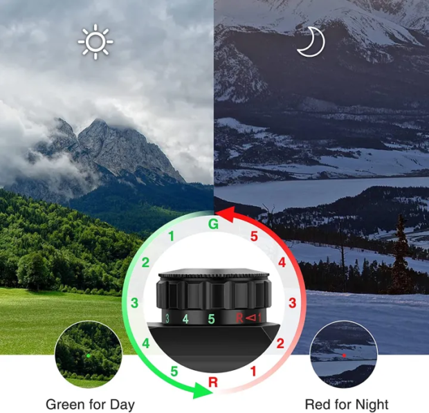 1X40RD Tactical Holographic Reflex Red Green Dot Sight Lighted Scope - Image 7
