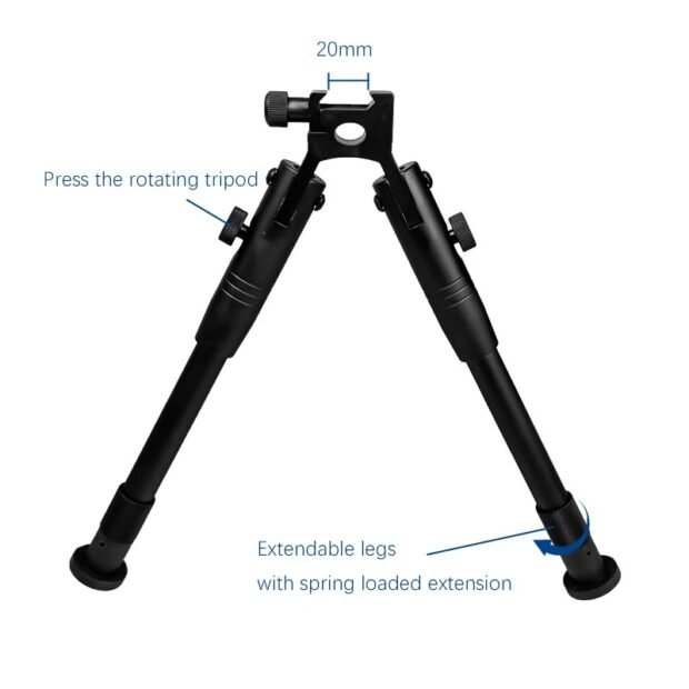 6-9" Tactical Hunting Rifle Clamp-On Mount Bipod - BP-39MINI,Black - Image 2