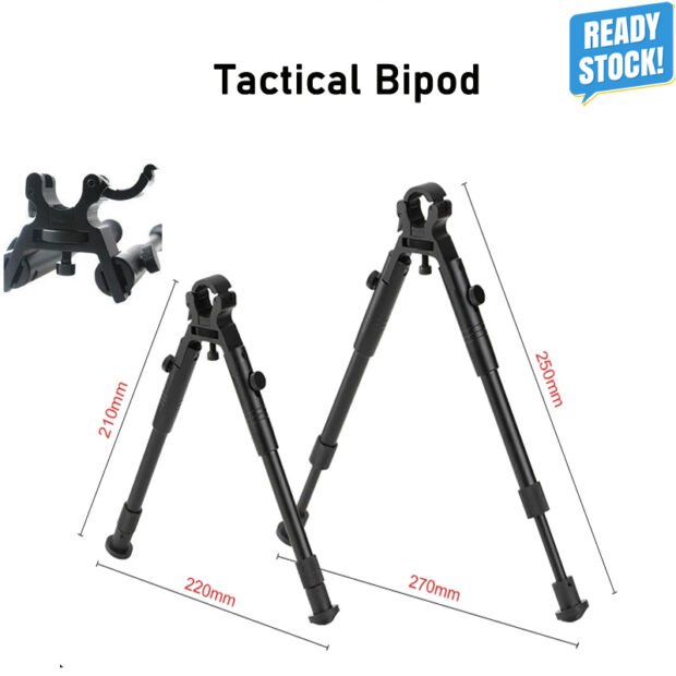 6-9" Tactical Hunting Rifle Clamp-On Mount Bipod - BP-39MINI,Black