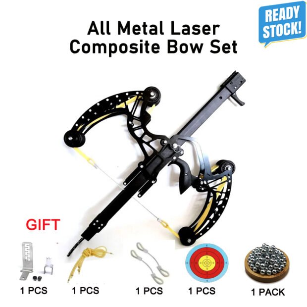 High Power Laser All Metal Slingshot High-precision Hunting Steel Ball Slingshot Composite Bow Steel Mini Composite Bow Set
