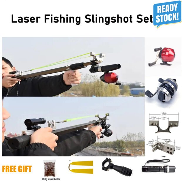 Retractable Long Rod High-Power Rubber Band Slingshot